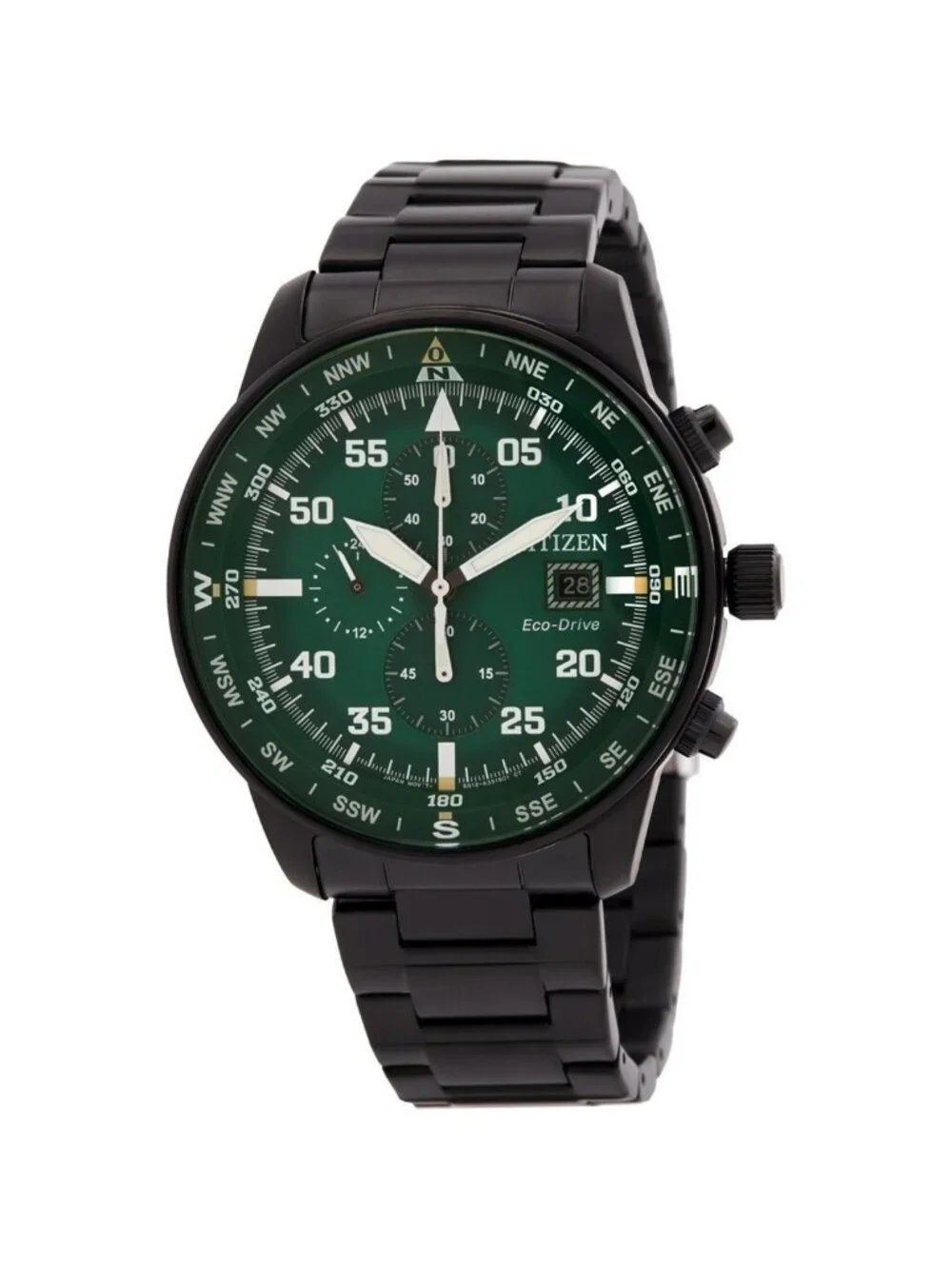 NWT Citizen Aviator Eco-Drive Chronograph Green Dial Men's Watch